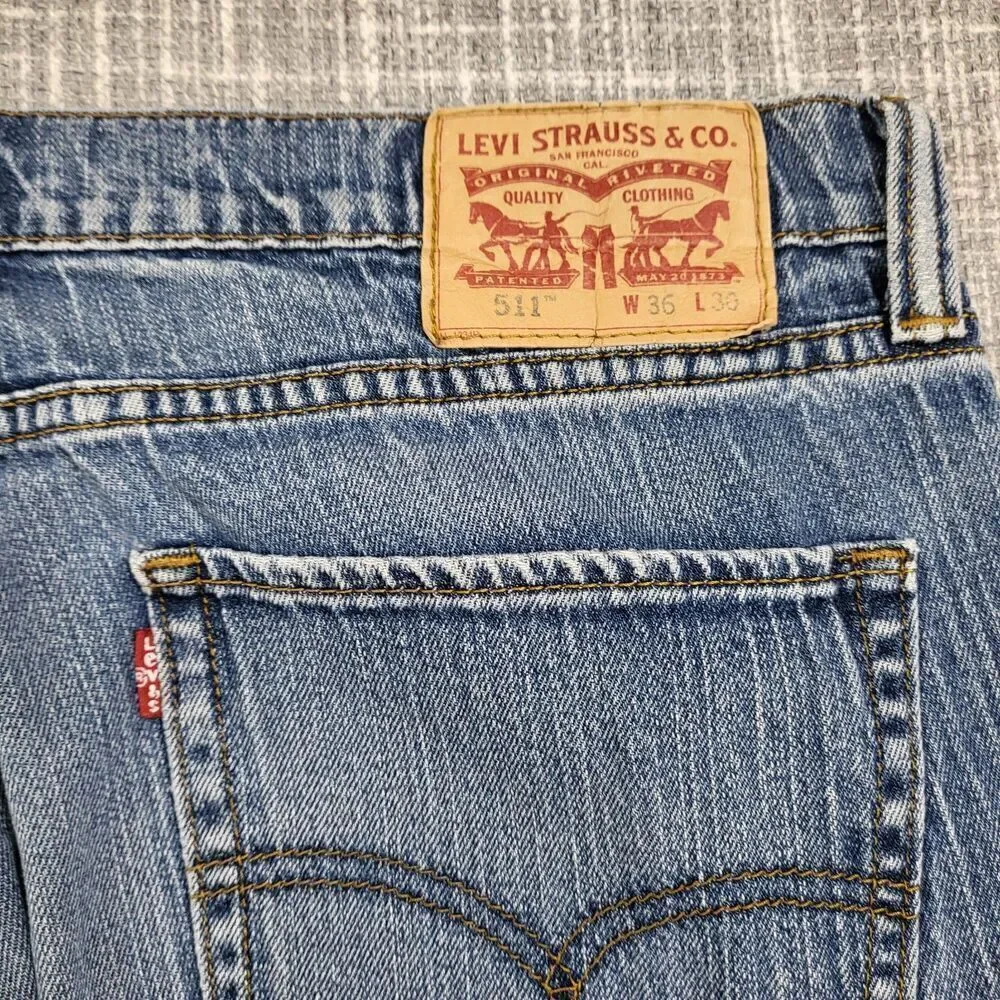 Levi's 511 Slim Fit Mid Rise Jeans Rugged Weight Blue Men's Tag 36x30 SEE DESC